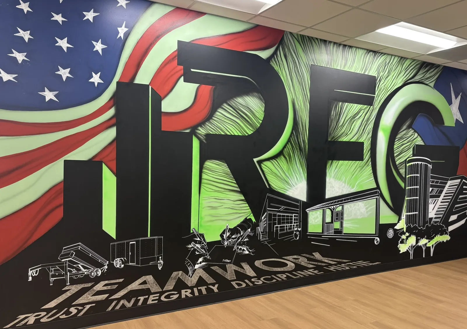 Remote Finance Group corporate office mural at International Plaza, Fort Worth